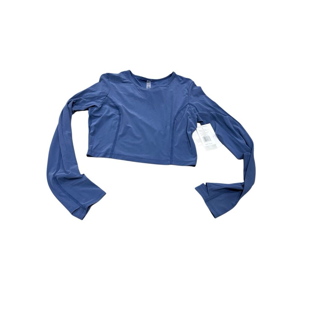 Beyond Yoga long sleeve crop top sz medium New Blue w/thumb holes - Picture 9 of 12